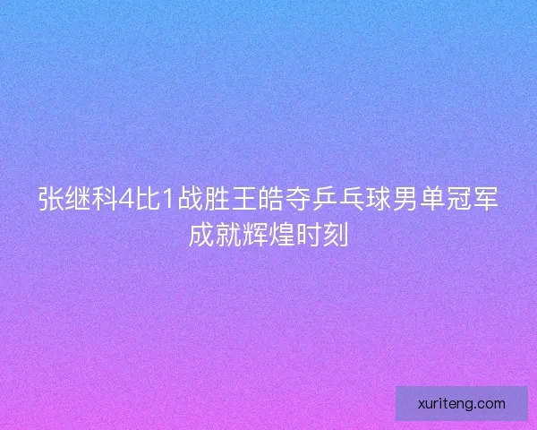 张继科4比1战胜王皓夺乒乓球男单冠军成就辉煌时刻